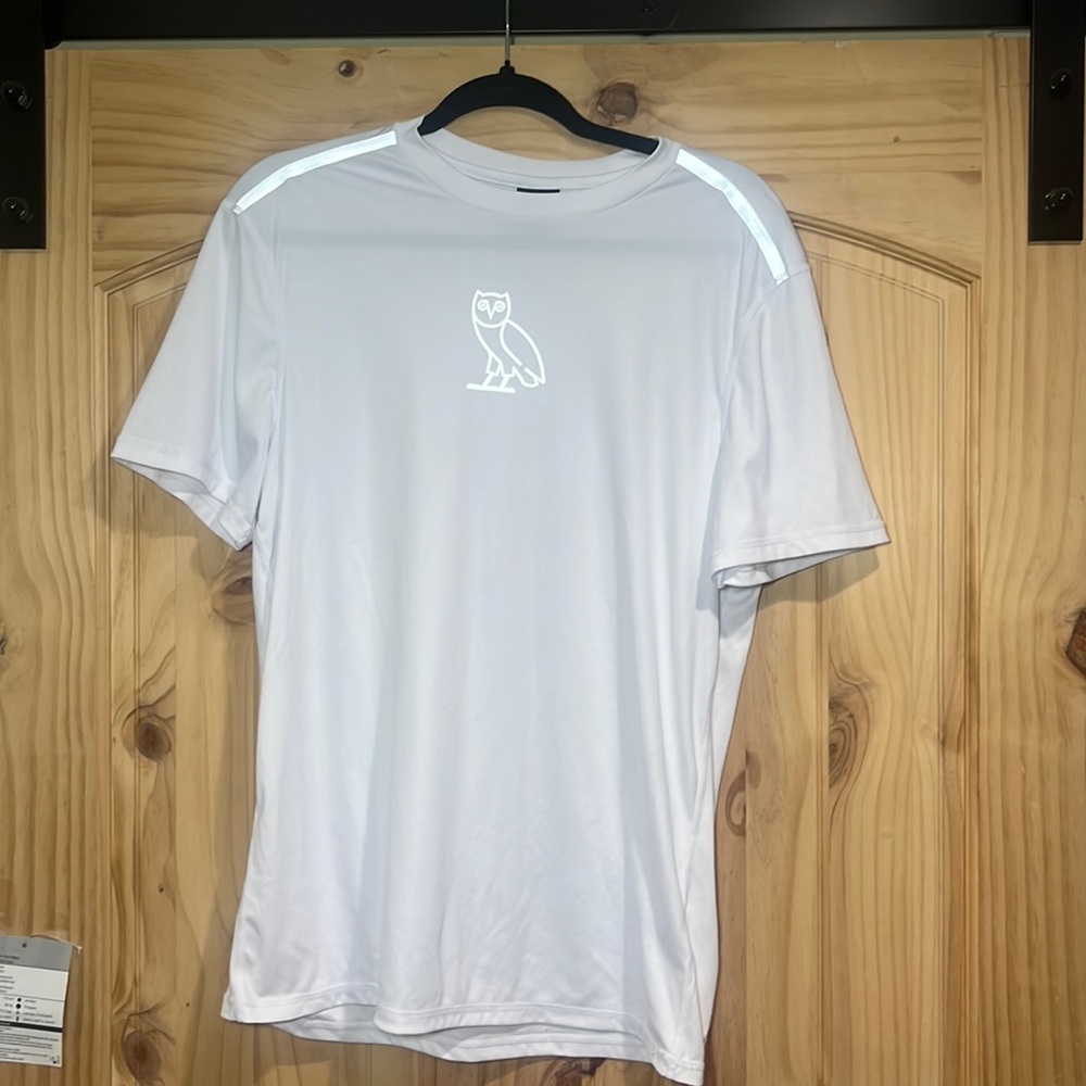 OVO (Octobers very own drake) white athletic tee with reflective shoulders SIZEM